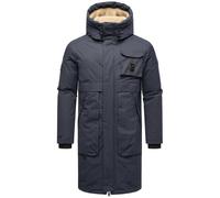 STONE HARBOUR Herren warmer langer Wintermantel mit verstellbarer Teddyfleece-Kapuze Cyriaan XX Navy Gr. L