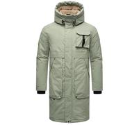 STONE HARBOUR Herren Warmer Langer Wintermantel mit Verstellbarer Kunstfell-Kapuze Cyriaan XX Ice Green Gr. L