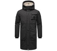 STONE HARBOUR Herren warmer langer Wintermantel mit verstellbarer Teddyfleece-Kapuze Cyriaan XX Black Gr. M