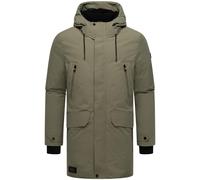 STONE HARBOUR Herren warmer Wintermantel lang Winterparka mit Fleece-Innenfutter, zahlreichen Taschen innen und außen und großer Kapuze Kitraan XX Dusty Olive Gr. XL