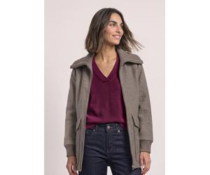 Wintermantel STREET ONE, Damen, Gr. 34, braun (muddy mocha melange), Web, Oberstoff: 69% Polyester, 31% Wolle. Futter: 100% Polyester, unifarben, normal ca. Mitte Oberschenkel, hoch geschlossener Auss
