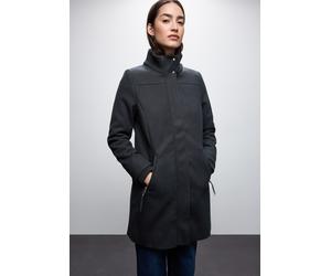 Wintermantel STREET ONE, Damen, Gr. 40, obsidian blau, Web, Obermaterial: 100% Polyester. Futter: 100% Polyester, unifarben, gerade ca. Mitte Oberschenkel, Rundhals, Mäntel Wintermantel, Stehkragen in