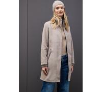 Wintermantel STREET ONE, Damen, Gr. 42, sandy mocca meliert, Web, Obermaterial: 100% Polyester. Futter: 100% Polyester, unifarben, gerade ca. Mitte Oberschenkel, Rundhals, Mäntel Wintermantel, Stehkra
