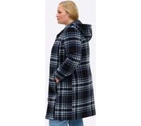 Wintermantel SHEEGO, Damen, Gr. 50, blau (tiefblau, eisblau, kariert), 90% Polyester, 10% Wolle, kariert, Mäntel Wintermantel (24190730-50) tiefblau, eisblau, kariert