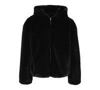 Urban Classics Herren Kapuzenpullover mit durchgehendem Reißverschluss Kunstpelz Schwarz L
