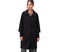 Wintermantel ZERO "Damen Wolloptik mit Stehkragen", Damen, Gr. 42, schwarz (schwarz beauty), Stoff, Obermaterial: 100% Polyester, unifarben, figurbetont normal, weit Bündchen krempelbar, Mäntel Winter