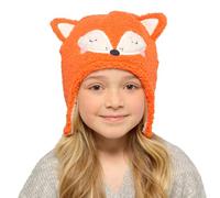 Wintermütze für Kinder, Jungen, Mädchen, Unisex, Tiermotiv, mit 3D-Ohren, Fuchs Orange, 6-9 Years