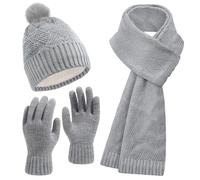 Wintermütze Schal Handschuhe Set Damen, Mütze Damen, Mütze Damen Winter, Wintermütze Damen, Mütze Schal Handschuhe Set Damen, Schal und Mütze Damen Set Winter, Mütze Schal Set Damen mit Fleecefutter
