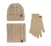Wintermütze, Schal, Touchscreen-Handschuhe-Set für Damen und Herren