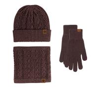 Wintermütze, Schal, Touchscreen-Handschuhe-Set für Damen und Herren