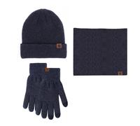 Wintermütze, Schal, Touchscreen-Handschuhe-Set, kompatibel mit Männern und Frauen