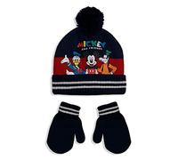 Wintermütze und Handschuhe Disney Mickey Mouse mit Bommel für Kinder 5580, marineblau, 44