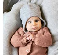 Wintermütze Wolle grau Ohrenschutz 43/45