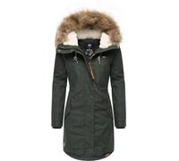 Winterjacke RAGWEAR "Tawny" Gr. L (40), grün (flaschengrün) Damen Jacken Lange stylischer Winterparka mit großer Kapuze und Kunstfellkragen (29375700-L)