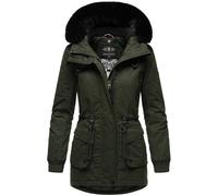 Navahoo Damen Winterjacke Wintermantel Baumwoll-Parka mit abnehmbarem Kunstfell Olessaa Olive Gr. XS