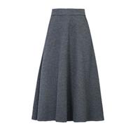 Winterrock für Damen, Wolle, modisch, hohe Taille, Basic, Wollröcke, lässig, dick, warm, Grau (76 cm) Mid, 40