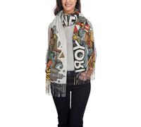 Winterschal - Cartoon Cute New York American Theme Art Frauen Lange Schals Warme Quaste Schal Stola Für Frauen Damen, Niedliche New York Amerikanische Themenkunst, One size