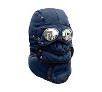 Winterschal für Herren, Winddicht, warm, mit Kapuze, ideal für Skifahrer und Radfahrer. Einfarbige, weiche Strickmütze mit Kapuze. Babyhaube (Navy, One Size)