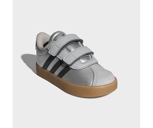 Winterstiefel ADIDAS SPORTSWEAR "VL COURT 3.0 KIDS", Mädchen, Gr. 22, silber metallic, core schwarz, lgh solid grau, Leder, Synthetik, Schuhe Winterstiefel, inspiriert vom Design des adidas samba, für