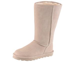 Winterstiefel BEARPAW "ELLE TALL", Damen, Gr. 41, Normalschaft, grau (mushroom), Veloursleder, Schuhe Schlupfstiefel Winterstiefel, Schlupfstiefel mit wasserabweisender Neverwet Imprägnierung (1143735
