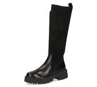 Winterstiefel CAPRICE, Damen, Gr. 39, Normalschaft, schwarz, Leder, Textil, Veloursleder, unifarben, Schuhe Winterstiefel, Blockabsatz, Stiefel, Langschaftstiefel in bequemer Weite (36405603-39)