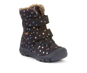Winterstiefel FRODDO "LINZ WOOL TEX HIGH", Damen, Gr. 28, blau (dunkelblau, glitzer), Veloursleder, Glitzermuster, Schuhe Winterstiefel, Klettstiefel, Snowboots mit Wollfutter (78245025-28) dunkelblau