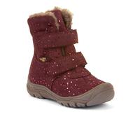 Winterstiefel FRODDO "LINZ WOOL TEX HIGH", Damen, Gr. 28, rot (bordeaux, glitzer), Veloursleder, Glitzermuster, Schuhe Winterstiefel, Klettstiefel, Snowboots mit Wollfutter (14666232-28) bordeaux, gli