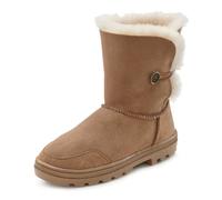 Winterstiefel LASCANA, Damen, Gr. 38, braun (camelfarben), Obermaterial: 100% Rindsleder. Decksohle: 100% Lammfell. Futter: 100% Lammfell. Laufsohle: 100% Synthetik, unifarben, Schuhe Winterstiefel, a