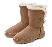 Winterstiefel LASCANA, Damen, Gr. 39, braun (camelfarben), Obermaterial: 100% Rindsleder. Decksohle: 100% Lammfell. Futter: 100% Lammfell. Laufsohle: 100% Synthetik, unifarben, Schuhe Winterstiefel, a