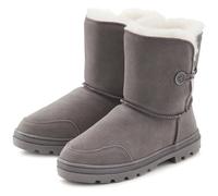 Winterstiefel LASCANA, Damen, Gr. 42, grau, Obermaterial: 100% Rindsleder. Decksohle: 100% Lammfell. Futter: 100% Lammfell. Laufsohle: 100% Synthetik, unifarben, Schuhe Winterstiefel, aus kuscheligem