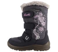 Winterstiefel LURCHI "Kiomi SYMPATEX", Mädchen, Gr. 27, dunkelblau, grau, Lederimitat, Textil, Glitzer, Schuhe Winterstiefel, Klettboots mit Glitzer, Größenschablone zum Download (26011112-27)