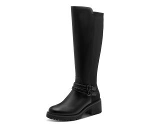 Winterstiefel MARCO TOZZI, Damen, Gr. 40, Normalschaft, schwarz, Lederimitat, Textil, unifarben, Basic, Schuhe Winterstiefel, Blockabsatz, Langschaftstiefel mit Zierschnallen geschmückt (31965769-40)