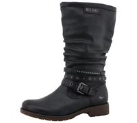 Winterstiefel MUSTANG SHOES "Elfi", Damen, Gr. 39, Normalschaft, blau (navy), Lederimitat, Basic, Schuhe Winterstiefel, Stiefel mit Zierriemchen und Blockabsatz (21741869-39) navy
