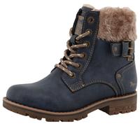 Winterstiefel MUSTANG SHOES "Matilde", Damen, Gr. 33, blau (navy), Lederimitat, Textil, Basic, Schuhe Winterstiefel, Oudoorboots, Schnürstiefel mit Warmfutter (30932437-33) navy
