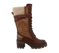 Winterstiefel MUSTANG SHOES "Stiefel", Damen, Gr. 39, Textil, Normalschaft, braun (cognacfarben), Lederimitat, Textil, Schuhe Winterstiefel, Blockabsatz, Schnürstiefel mit Warmfutterkragen und Ziersch
