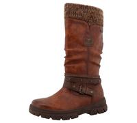 Winterstiefel MUSTANG SHOES "Tabitha", Damen, Gr. 37, Normalschaft, braun (cognac), Lederimitat, Textil, used, Schuhe Winterstiefel, Stiefel mit Zierriemchen und Blockabsatz (41809812-37) cognac