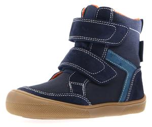 Winterstiefel NATURINO "BAREFOOT KODDAS VL", Damen, Gr. 28, blau (dunkelblau), Textil, Veloursleder, Schuhe Winterstiefel, Klettstiefel mit Wollfutter, Größenschablone zum Download (43910118-28) dunke