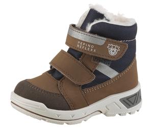 Winterstiefel PEPINO BY RICOSTA "Flo WMS: mittel", Damen, Gr. 22, braun (braun, blau), Lederimitat, Textil, Schuhe Winterstiefel, Klettschuh mit Warmfutter, Größenschablone zum Download (45916438-22) 