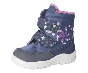 Winterstiefel PEPINO BY RICOSTA "Milena WMS: mittel", Mädchen, Gr. 23, blau (navy, rosa), Lederimitat, Nylon, Textil, Schuhe Winterstiefel, Babyschuh mit Warmfutter und Sympatex, Größenschablone zum D