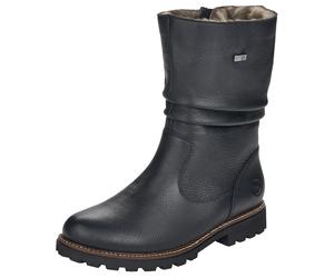 Winterstiefel REMONTE, Damen, Gr. 43, schwarz, Leder, unifarben, Schuhe Winterstiefel, Blockabsatz, Winterboots mit Falten am slouchy Schaft, schmale Form (79519433-43) schwarz