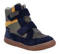 Winterstiefel RICHTER "Samy WMS: Mittel", Mädchen, Gr. 32, braun (blau, braun), Veloursleder, kontrastfarbene Details, Schuhe Winterstiefel, Barfußschuh, Klettstiefel mit Sympatex, Größenschablone zum