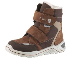 Winterstiefel RICOSTA "JANEK 50 WMS: weit", Damen, Gr. 30, braun, Lederimitat, Veloursleder, kontrastfarbene Details, Schuhe Winterstiefel, Snowboots, Klettstiefel mit Sympatex, Größenschablone zum Do