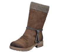 Winterstiefel RIEKER, Damen, Gr. 36, braun (braun, beige), Nubuklederimitat, Textil, used, Schuhe Winterstiefel, Winterboots, Blockabsatz, TEX-Membran, mit gestricktem Schaftrand (37180419-36) braun, 