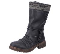 Winterstiefel RIEKER, Damen, Gr. 38, schwarz, Lederimitat, Textil, Schuhe Winterstiefel, Winterboots, Blockabsatz, TEX-Membran, mit gestricktem Schaftrand (59318038-38) schwarz
