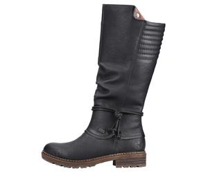 Winterstiefel RIEKER, Damen, Gr. 39, Normalschaft, schwarz, Lederimitat, Schuhe Winterstiefel, Langschaftstiefel, Blockabsatz, mit Rieker-TEX-Membran (17043718-39) schwarz