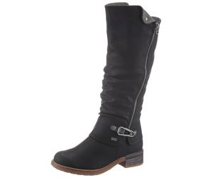 Winterstiefel RIEKER, Damen, Gr. 39, Varioschaft, schwarz, Nubuklederimitat, used, Schuhe Damenschuh Stiefel Winterstiefel Bikerstiefel, Langschaftstiefel, Warmfutter, mit Rieker TEX Membran, Topselle