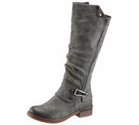 Winterstiefel RIEKER, Damen, Gr. 40, Varioschaft, grau, Nubuklederimitat, used, Schuhe Damenschuh Stiefel Winterstiefel Bikerstiefel, Langschaftstiefel, Warmfutter, mit Rieker TEX Membran, Topseller (