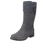 Winterstiefel RIEKER, Damen, Gr. 40, Warmfutter, Normalschaft, grau (dunkelgrau), Filz, Lederimitat, unifarben, Basic, Schuhe Winterstiefel, Boots, Blockabsatz, mit wasserabweisender riekerTEX-Membran