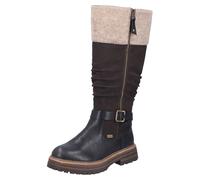 Winterstiefel RIEKER, Damen, Gr. 42, XL-Schaft, dunkelbraun, schwarz, beige, Filz, Lederimitat, Nubuklederimitat, Schuhe Winterstiefel, Langschaftstiefel mit wasserabweisender riekerTEX-Membran (29053