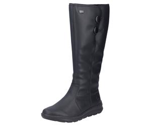 Winterstiefel RIEKER, Damen, Gr. 42, XL-Schaft, schwarz, Lederimitat, unifarben, Schuhe Winterstiefel, Langschaftstiefel, Keilabsatz, mit Warmfutter und Reißverschluss (44688049-42) schwarz